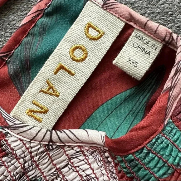 Anthropologie Dolan Left Coast Peaches Smocked Silk Blouse XXS - Picture 3 of 5